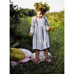 Sukienka Belts mustard-pink. Różowe sukienki dziewczęce dzianinowe Pakamera, z długim rękawem, długie. Za 107,00 zł.