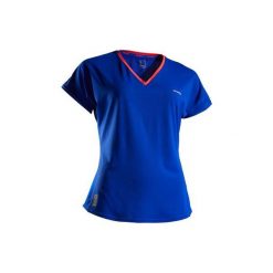 Koszulka tenisowa TS Soft 500 damska. Niebieskie t-shirty damskie ARTENGO, bez wzorów, z elastanu, z dekoltem na plecach, bez rękawów, bez kaptura, tenisowe. Za 34,99 zł.