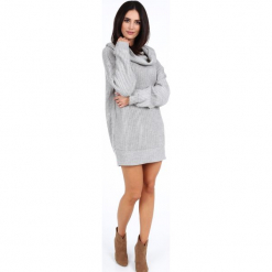 Sweter z golfem oversizowy szary 0208. Szare golfy damskie marki Fasardi. Za 89,00 zł.