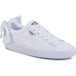 Sneakersy PUMA - Basket Bow Animal Wn's 367828 01 Puma White/Puma Aged Silver. Białe półbuty damskie Puma, z aplikacjami, ze skóry, bez obcasa, na płaskiej podeszwie, bez zapięcia. W wyprzedaży za 249,99 zł.