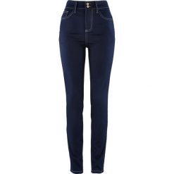 Dżinsy "Power-stretch-push-up", wysoka talia bonprix ciemny denim. Czarne jeansy damskie bonprix, bez wzorów, z jeansu. Za 109,99 zł.