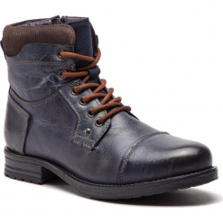 Kozaki LANQIER - 43A802 Granatowy. Niebieskie buty zimowe męskie marki Lanqier, z materiału. W wyprzedaży za 229,00 zł.