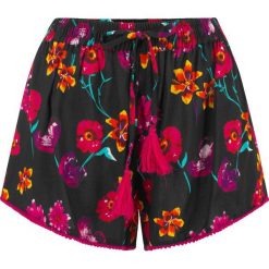 Szorty plażowe bonprix czarno-różowo-żółty z nadrukiem. Czarne bermudy damskie bonprix, z nadrukiem, z tkaniny. Za 74,99 zł.