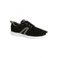 Buty damskie do szybkiego marszu Soft 140 z czarnej siateczki. Czarne buty do fitnessu damskie marki NEWFEEL, z poliesteru. Za 69,99 zł.