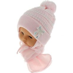 Czapka dziecięca z szalikiem CZ+S 042D różowa r. 46-48. Czerwone czapeczki niemowlęce Proman. Za 52,11 zł.