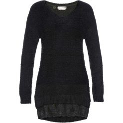 Swetry klasyczne damskie: Sweter z koronką bonprix czarny