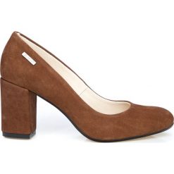 Klasyczne czółenka na obcasie - skóra naturalna - model 042 - kolor brązowy przecierka. Pomarańczowe czółenka damskie Zapato, na co dzień, bez wzorów, z jeansu, z okrągłym noskiem, bez obcasa, na obcasie. W wyprzedaży za 179,40 zł.