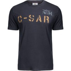 T-shirt AERONAUTICA MILITARE Czarny. Czarne t-shirty męskie Aeronautica Militare, z nadrukiem, z bawełny, militarne, z włoskim kołnierzykiem. W wyprzedaży za 210,00 zł.
