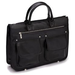 Męska teczka na laptopa, torba SOLIER S24 GALSTON. Pomarańczowe torby na laptopa Tagless, w paski, ze skóry ekologicznej. Za 174,29 zł.