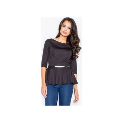 Bluzka M417 Czarny. Czarne bluzki damskie marki FIGL, s, z jeansu, eleganckie, z dekoltem w łódkę. Za 109,00 zł.