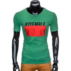 T-SHIRT MĘSKI Z NADRUKIEM S924 - ZIELONY. Zielone t-shirty męskie z nadrukiem marki Ombre Clothing, m. Za 29,00 zł.