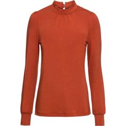 Shirt z długim rękawem bonprix czerwony kwarcowy. Pomarańczowe bluzki damskie bonprix, bez wzorów, ze stójką, z długim rękawem. Za 99,99 zł.