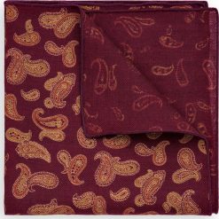 Poszetka Bordowa Paisley. Czerwone poszetki męskie LANCERTO, paisley, z wełny, klasyczne. Za 99,90 zł.