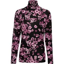 Shirt z długim rękawem i golfem bonprix czarny z nadrukiem. Czarne koszulki damskie bonprix, z nadrukiem, z długim rękawem. Za 44,99 zł.