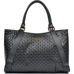 Shopper bag damskie: Skórzana torebka w kolorze czarnym – (S)28 x (W)42 x (G)10 cm