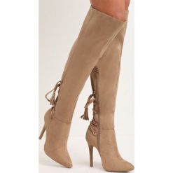 Buty zimowe damskie: Beżowe Kozaki Isha