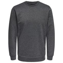 Only&Sons Mens Basic Sweat Crew Neck Sweat Brushed Noos Dark Grey Melange (Rozmiar S). Szare bluzy męskie marki Only&Sons, s, bez wzorów, z kapturem, bez rękawów, z kapturem. W wyprzedaży za 85,00 zł.