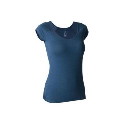 Koszulka krótki rękaw slim Gym & Pilates 500 damska. Niebieskie bluzki damskie marki DOMYOS, xs, z elastanu, z krótkim rękawem. Za 19,99 zł.
