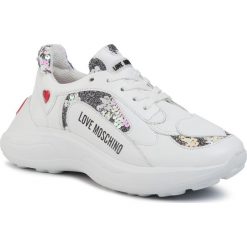 Sneakersy LOVE MOSCHINO - JA15296G1AIM190A Bianco. Białe półbuty damskie Love Moschino, ze skóry. Za 949,00 zł.