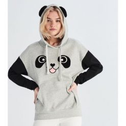 Bluza z motywem pandy - Jasny szar. Szare bluzy damskie Sinsay, s, bez wzorów, bez rękawów, bez kaptura. Za 69,99 zł.