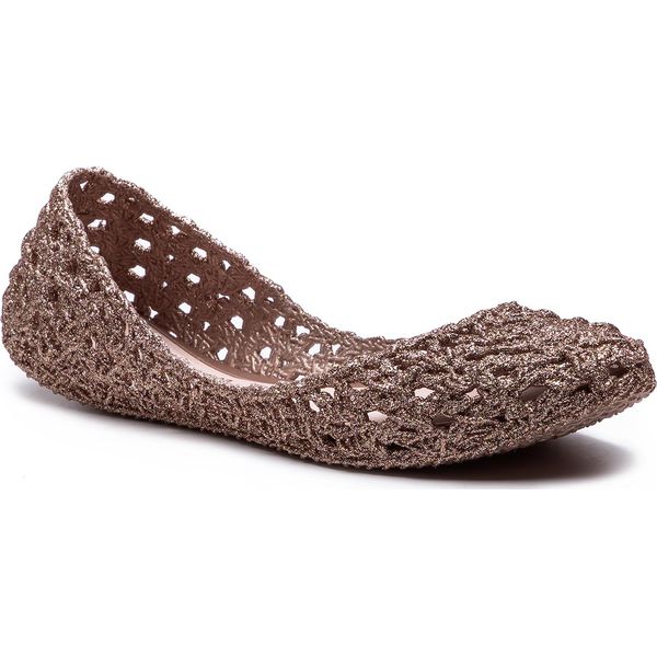 Baleriny MELISSA - Campana Crochet Ad 32246 Pink Glitter 51801. Różowe baleriny damskie Melissa, bez wzorów, z tworzywa sztucznego, bez obcasa. Za 369,00 zł.