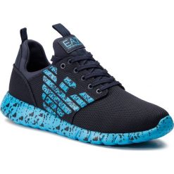 Sneakersy EMPORIO ARMANI - X8X007 XK073 A995 Navy/Hawaiian Ocean. Czarne sneakersy męskie Emporio Armani, na co dzień, bez wzorów, ze skóry ekologicznej, bez zapięcia. Za 689,00 zł.
