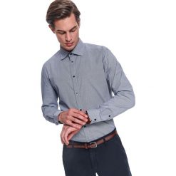 Koszula w retro wzór dopasowana. Niebieskie koszule męskie Top Secret, na zimę, m, bez wzorów, z bawełny, eleganckie, bez kołnierzyka, z długim rękawem. W wyprzedaży za 49,99 zł.