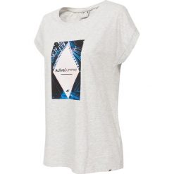 T-shirt damski TSD010 - biały melanż. Białe t-shirty damskie 4f, bez wzorów, bez kołnierzyka. Za 49,99 zł.