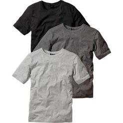 T-shirt (3 szt.) bonprix antracytowy melanż + jasnoszary melanż + czarny. Szare koszulki męskie bonprix, s, bez wzorów, z okrągłym kołnierzem. Za 68,97 zł.