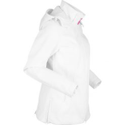 Kurtka softshell ze stretchem bonprix biały. Białe kurtki damskie bonprix, bez wzorów, z softshellu. Za 189,99 zł.