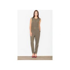 Kombinezon M488 Oliwka. Zielone kombinezony damskie FIGL, m, bez wzorów, eleganckie, bez kołnierzyka, bez rękawów, długie. Za 159,00 zł.