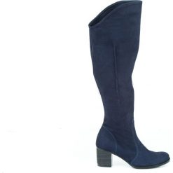 Granatowe kozaki z wysoką cholewką - skóra naturalna - model 189 - kolor granat nubuk. Kozaki damskie Zapato, ze skóry, przed kolano, na wysokim obcasie, bez zapięcia. W wyprzedaży za 374,25 zł.