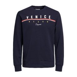 Jack&Jones Męska bluza Jorretro Cali Sweat Crew Neck Total Eclipse Reg (rozmiar XL). Bluzy męskie Jack&Jones, xl, bez wzorów, bez kołnierzyka, bez rękawów, bez kaptura. W wyprzedaży za 87,00 zł.