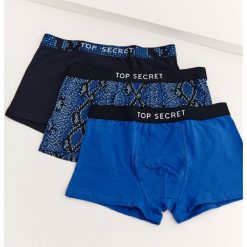 Bokserki męskie. Niebieskie bokserki męskie Top Secret, bez wzorów, z bawełny. W wyprzedaży za 49,99 zł.