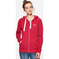 Bluzy damskie: Rozpinana bluza z kapturem - Różowy