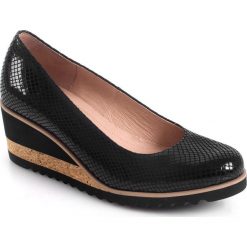 3za2 Sempre POLSKIE KOTURNY 6 cm WŁOSKA SKÓRA CZARNE Model: 036. Czarne koturny damskie CALZADO, bez obcasa, na koturnie, bez zapięcia. W wyprzedaży za 239,99 zł.