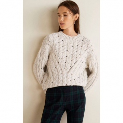 Mango - Sweter Trenzo. Szare swetry klasyczne damskie Mango, l, z dzianiny, z okrągłym kołnierzem. Za 159,90 zł.