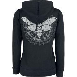 Bluzy damskie: Gothicana by EMP Lace Moth Hoodie Jacket Bluza z kapturem rozpinana damska czarny