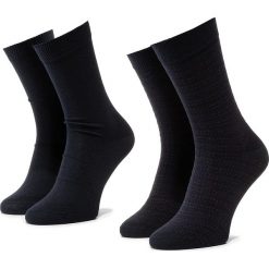 Zestaw 2 par wysokich skarpet unisex WRANGLER - Stripe Socks W0ZD78114 Navy. Niebieskie skarpetki damskie Wrangler, bez wzorów, z elastanu. Za 39,00 zł.