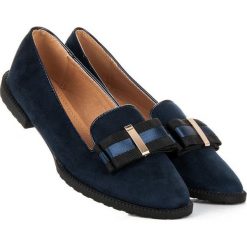 Mokasyny damskie: LORDSY Z KOKARDĄ BEST SHOES niebieskie