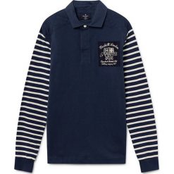 Koszulka polo w kolorze biało-granatowym. Niebieskie koszulki męskie Hackett London, m, bez wzorów, z bawełny, polo, bez rękawów. W wyprzedaży za 299,95 zł.