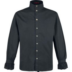 Koszule męskie na spinki: KuroNeko Cotton Victorian Blouse Koszula czarny