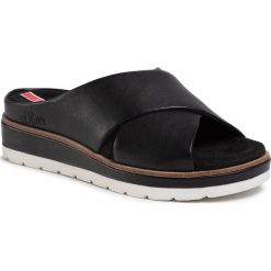 Klapki S.OLIVER - 5-27208-34 Black 001. Czarne klapki damskie S.Oliver, bez wzorów, ze skóry ekologicznej, bez obcasa, na obcasie. Za 189,00 zł.
