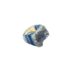 InspiRING Druza Agatu Ultramaryna rozmiar 16. Niebieskie pierścionki damskie marki Brazi druse jewelry, z agatem. Za 270,00 zł.