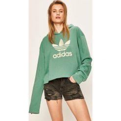 Adidas Originals - Bluza. Zielone bluzy damskie adidas Originals, z aplikacjami, z bawełny, bez rękawów, z kapturem. W wyprzedaży za 199,90 zł.
