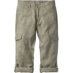 Bojówki męskie: Spodnie lniane bojówki z wywijanymi nogawkami Regular Fit bonprix khaki