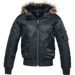 Kurtki męskie bomber: Brandit MA1 Hooded Kurtka czarny