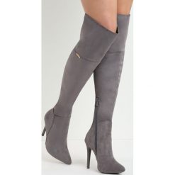Ciemnoszare Kozaki Soren. Czarne buty zimowe damskie marki Kazar, ze skóry, przed kolano, na wysokim obcasie, na obcasie. Za 159,99 zł.