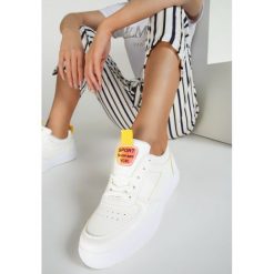 Biało-Żółte Sneakersy Fatma. Białe sneakersy damskie Renee, z dzianiny. Za 89,99 zł.