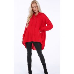 Czerwona koszula na co dzień oversize 0221. Czerwone koszule damskie Fasardi, na co dzień, s, bez wzorów, bez kołnierzyka, bez rękawów. Za 149,00 zł.